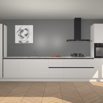 Zijdegrijze hoogglans greeploze keuken Barentsburg 92244