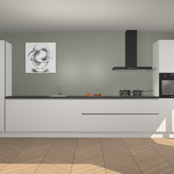 Zijdegrijze hoogglans greeploze keuken Barentsburg 92247