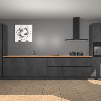 Beton Zwarte greeploze keuken Barentsburg 93285