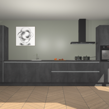 Beton Zwarte greeploze keuken Barentsburg 93316