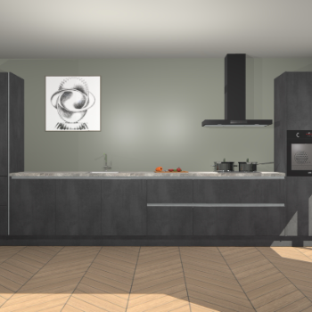 Beton Zwarte greeploze keuken Barentsburg 93328