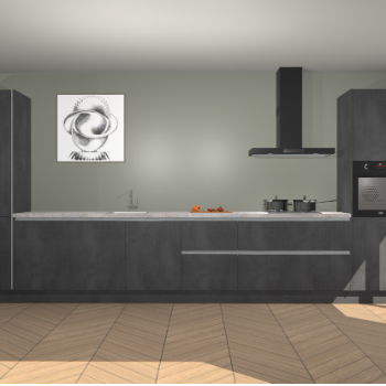 Beton Zwarte greeploze keuken Barentsburg 93341