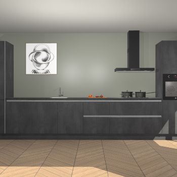 Beton Zwarte greeploze keuken Barentsburg 93364