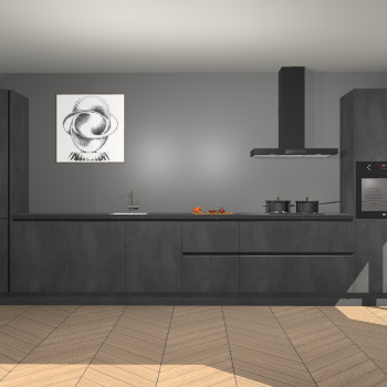 Beton Zwarte greeploze keuken Barentsburg 93367