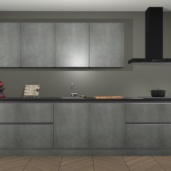Beton parelgrijze greeploze keuken Berlijn 21217