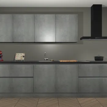 Beton parelgrijze greeploze keuken Berlijn 21217