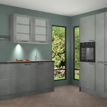 Beton parelgrijze keuken Moskou 21732