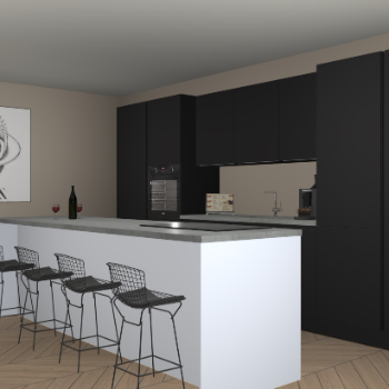 Zwarte/sneeuwwitte greeploze keuken Coin 38300