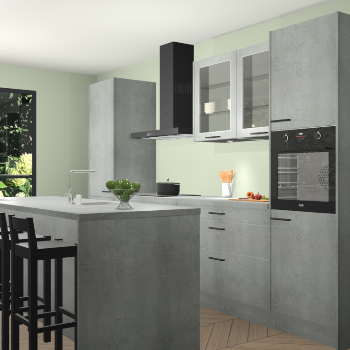 Beton parelgrijze keuken Cyprus 18614