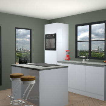 Sneeuwwitte hoogglans greeploze keuken Busan 18728