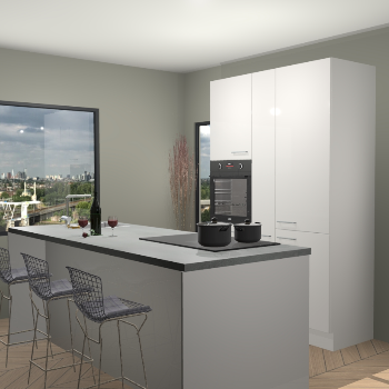Zijdegrijze hoogglans keuken Jeddah 19454