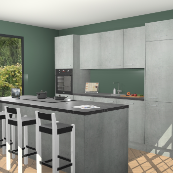 Beton parelgrijze keuken Kabul 19351