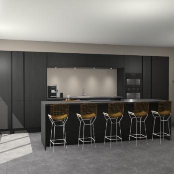 Zwarte houtlook greeploze keuken Cuers 92407