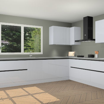 Sneeuwwitte hoogglans greeploze keuken Beira 93814