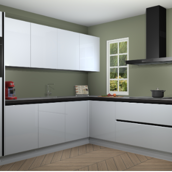 Sneeuwwitte hoogglans greeploze keuken Paramaribo 94452