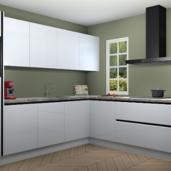 Sneeuwwitte hoogglans greeploze keuken Paramaribo 94458