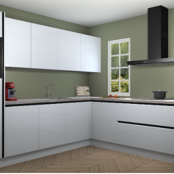 Sneeuwwitte hoogglans greeploze keuken Paramaribo 94464