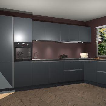 Onyxgrijze greeploze keuken Petten 94005