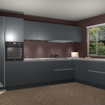 Onyxgrijze greeploze keuken Petten 94011