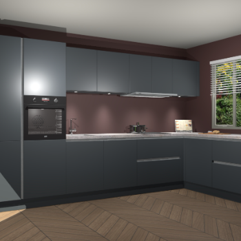 Onyxgrijze greeploze keuken Petten 94017