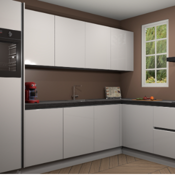 Zijdegrijze hoogglans greeploze keuken Paramaribo 94805