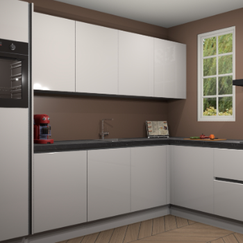 Zijdegrijze hoogglans greeploze keuken Paramaribo 94996