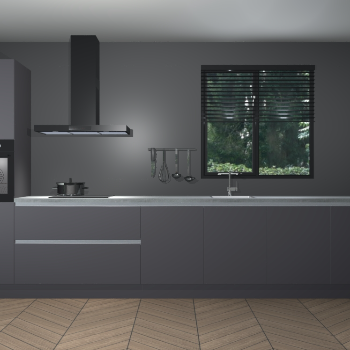 Onyxgrijze greeploze keuken Quito 35016