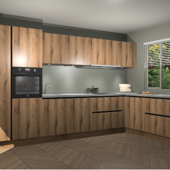 Goud Eiken greeploze keuken Petten 94665