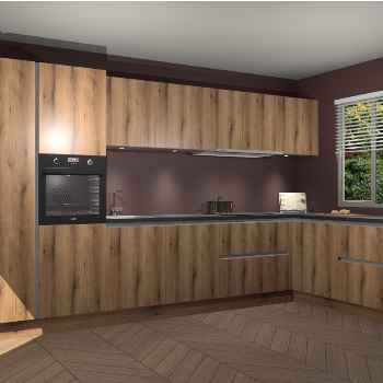 Goud Eiken greeploze keuken Petten 94668