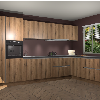 Goud Eiken greeploze keuken Petten 94686