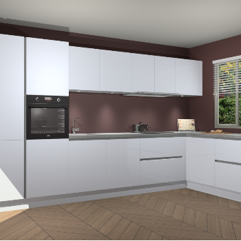 Sneeuwwitte Hoogglans greeploze keuken Petten 95111