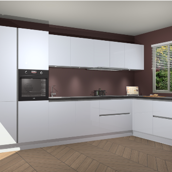 Sneeuwwitte Hoogglans greeploze keuken Petten 95117