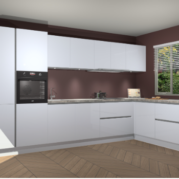 Sneeuwwitte Hoogglans greeploze keuken Petten 95123