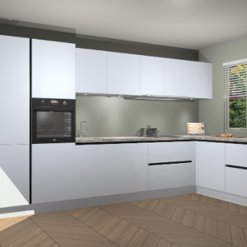 Sneeuwwitte Hoogglans greeploze keuken Petten 95126