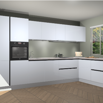 Sneeuwwitte Hoogglans greeploze keuken Petten 95132