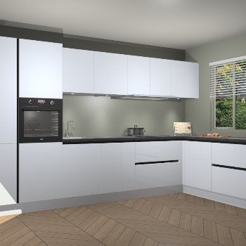 Sneeuwwitte Hoogglans greeploze keuken Petten 95138