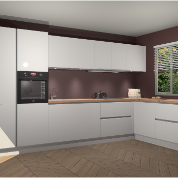 Zijdegrijze Hoogglans greeploze keuken Petten 94191