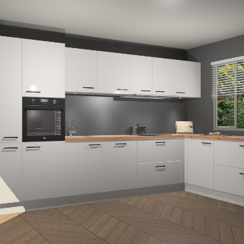 Zijdegrijze Hoogglans keuken Petten 94192