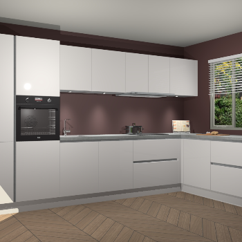 Zijdegrijze Hoogglans greeploze keuken Petten 95141