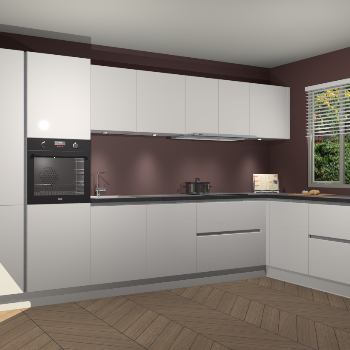 Zijdegrijze Hoogglans greeploze keuken Petten 95147