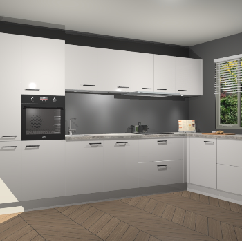 Zijdegrijze Hoogglans keuken Petten 95154