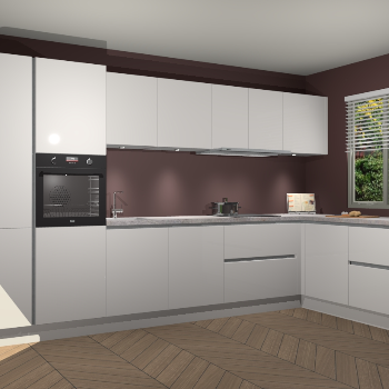 Zijdegrijze Hoogglans greeploze keuken Petten 95159