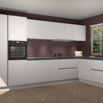 Zijdegrijze Hoogglans greeploze keuken Petten 95171