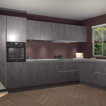 Beton Antraciet greeploze keuken Petten 96183