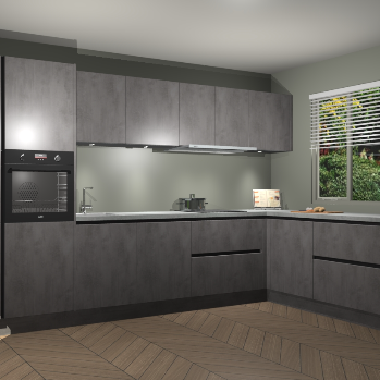 Beton Antraciet greeploze keuken Petten 96186
