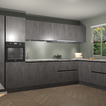 Beton Antraciet greeploze keuken Petten 96200