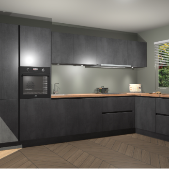 Beton Zwart greeploze keuken Petten 94417