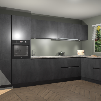 Beton Zwart greeploze keuken Petten 96230