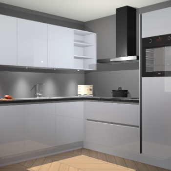 Sneeuwwitte hoogglans greeploze keuken Luanda 97035