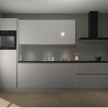 Zijdegrijze hoogglans greeploze keuken Asmara 96624